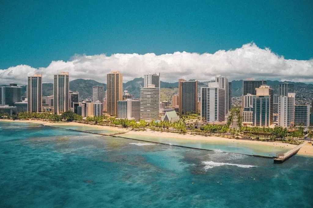 Waikiki Beach and Diamond Head State Monument, Oahu, Hawaii